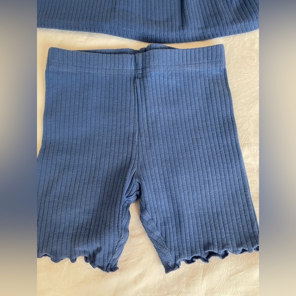 CARTERS Blue Ribbed Top and Shorts Set - Picture 2 of 4